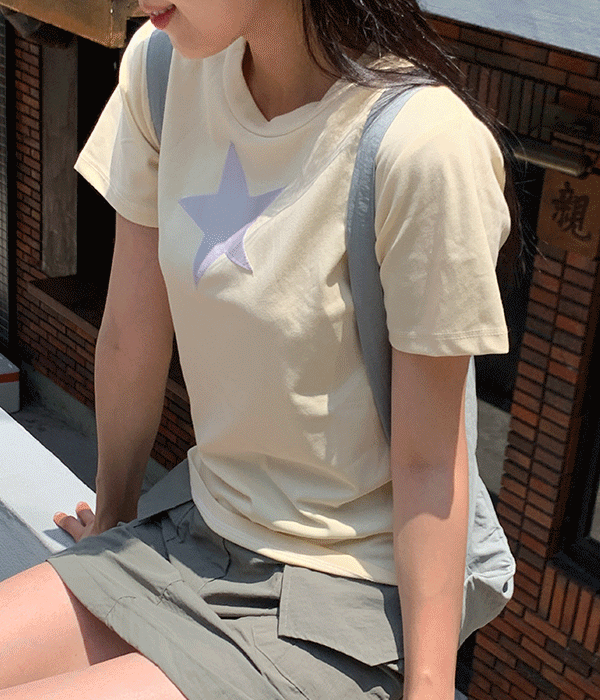 [쫀쫀/슬림핏]나노 스타 포인트 반팔 티셔츠(44-66)